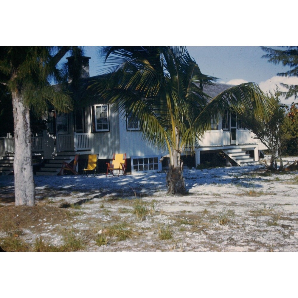 Kodak Slide 1950s Red Border Kodachrome Beachfront House With Palm Trees